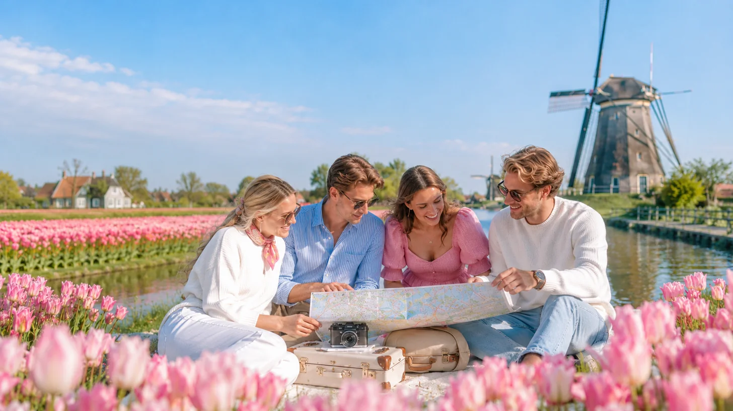 Familie geniet van een creatieve reis over de wereld